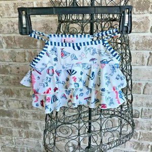 Floatimini Girls Swimsuit Top Size 6 Ruffed Tiered Straps Beach Sailboat…